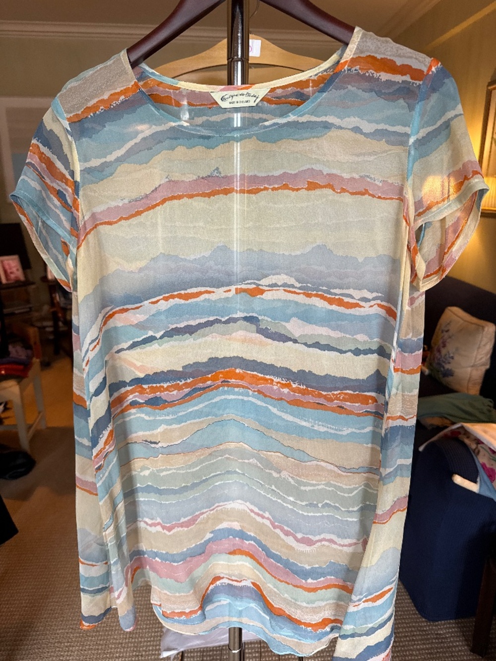 Vintage 100% silk sheer blouse by Easigne of Ashley made in England